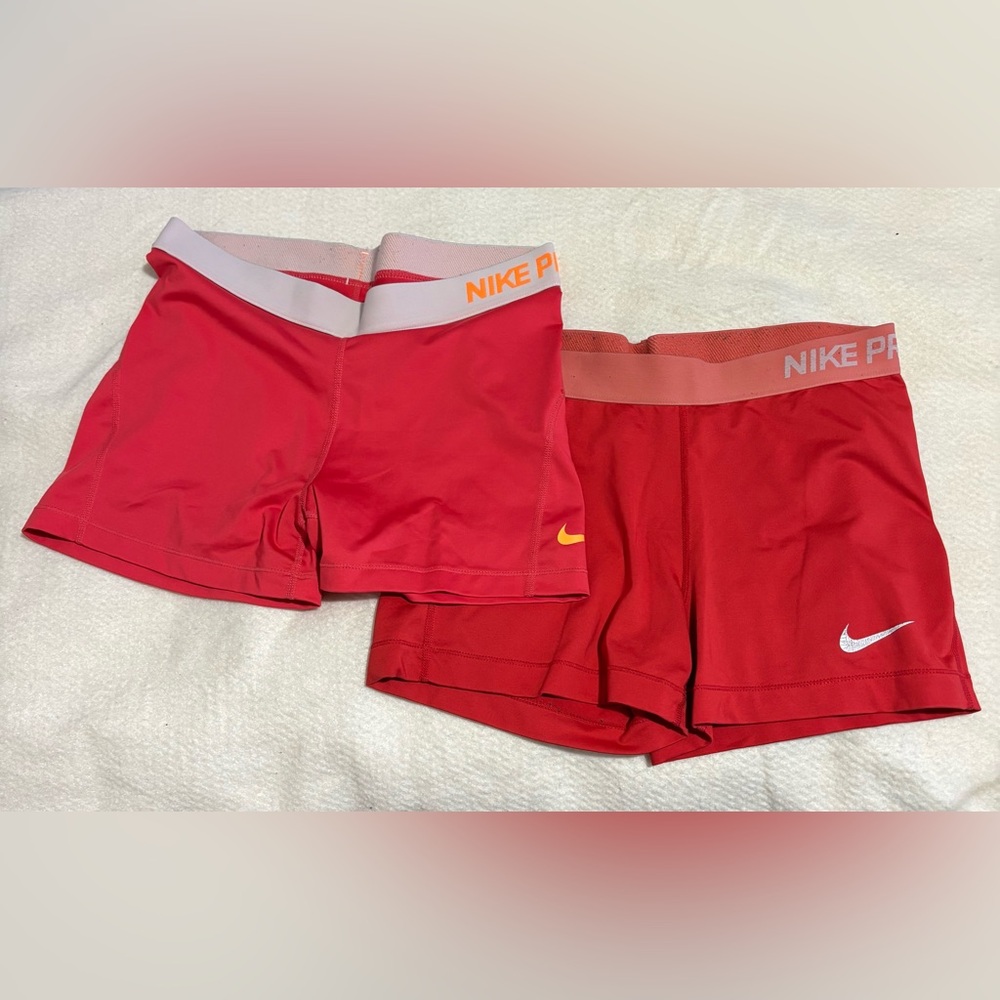 Nike Women's Red and Pink Athletic Shorts